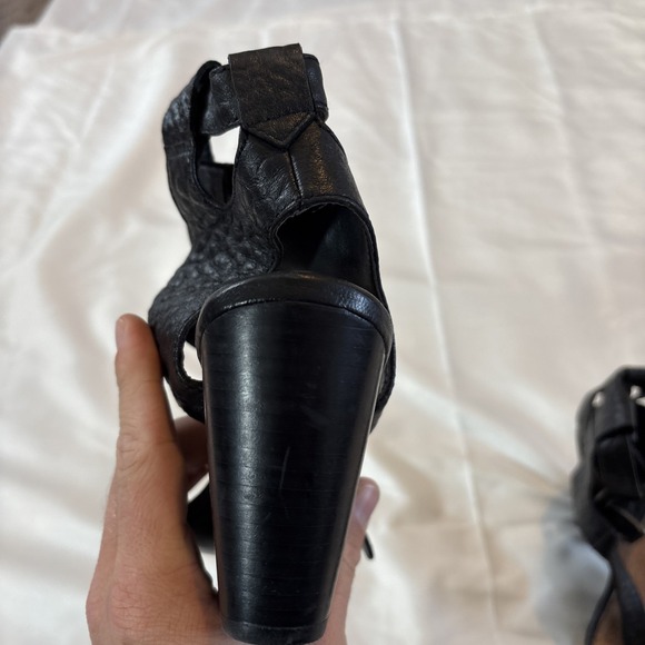 Seychelles Womens Gladiator Leather Heeled Size 7.5‎ Black Wedge - Picture 5 of 10